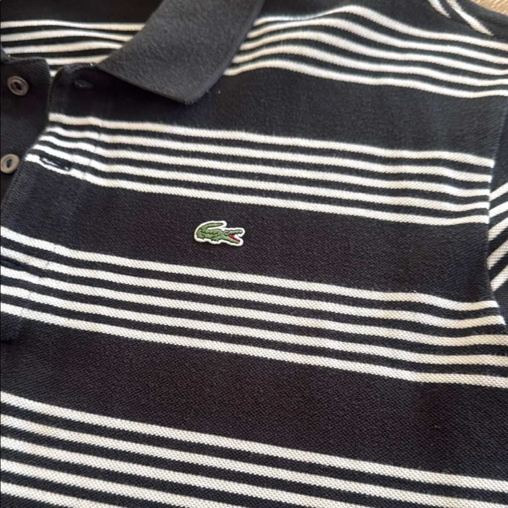 Lacoste Polo with Black and White Stripes